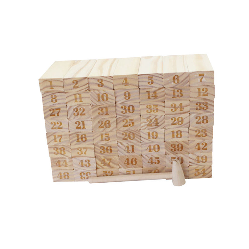 56PCS Giant Outdoor Tumbling Tower Game Set Customized Wooden Blocks Stacking With Numbers On Yard Game for Kids Adults.