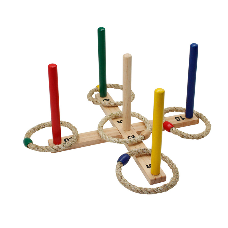 Wooden Ring Toss Game Set Throwing Game Indoor Outdoor Games for Kids & Adults,Includes Wood Base,Fun Family Or Friends Game