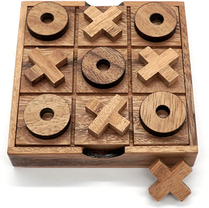 Tic Tac Toe Wooden Board Game Table Toy Player Room Decor Tables Family XOXO Decorative Pieces Adult Rustic Kids Play Travel Backyard Discovery Night Level Drinking Romantic Decorations (Standard)