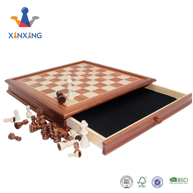 Drawer Type Wooden Chess Box with Exquisite Pieces Suitable for Children And Adults