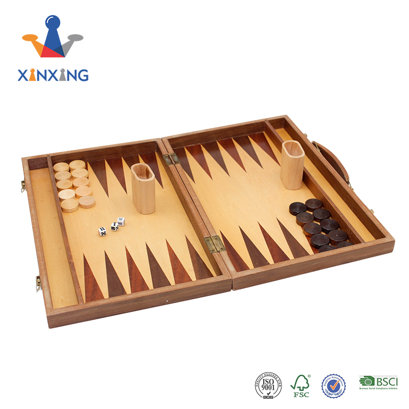 Wood Backgammon Board Game Set (14.5 Inches) for Adults and Kids - Classic Board Strategy Game - Portable and Travel Backgammon Set with Wooden Playing Pieces and Accessories