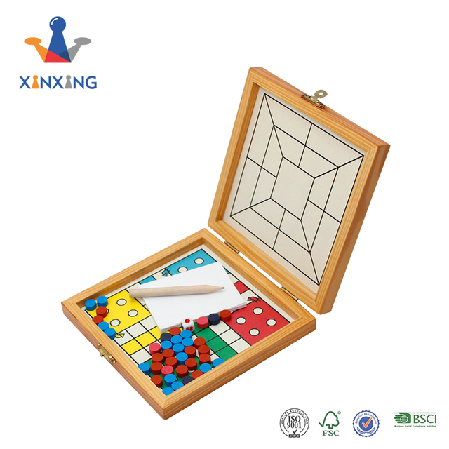 5 in 1 Fast Sling Puck Game Set Multi Function Wooden Winner Board Game Fast Sling Shot Game Chess Checkers Backgammon Nine Men's Morris for Kids Educational Toys