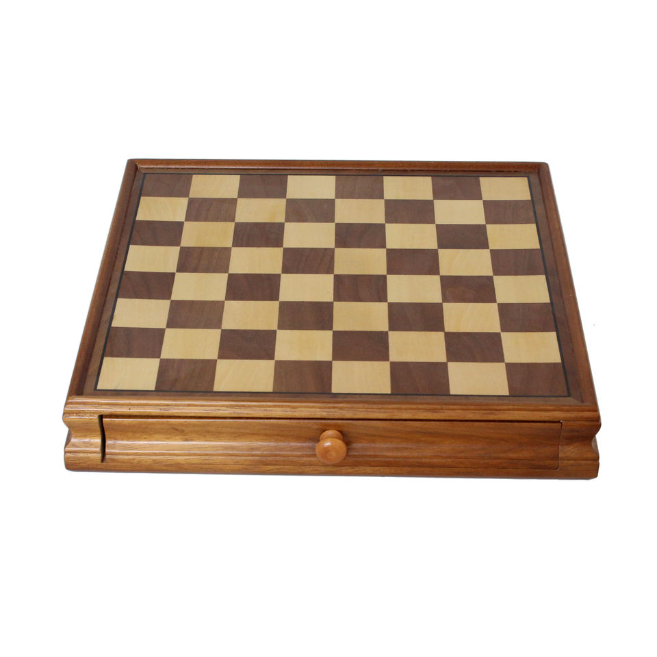 Wooden Chess & Checkers Set with Storage Drawer 15 Inch Classic 2 in 1 Board Games for Kids And Adults Travel Portable Game Sets