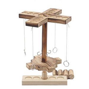 Wooden Hook And Ring Game with Shot Ladder Hook Game Ring Toss Outdoor Tabletop Play for Party And Drinking