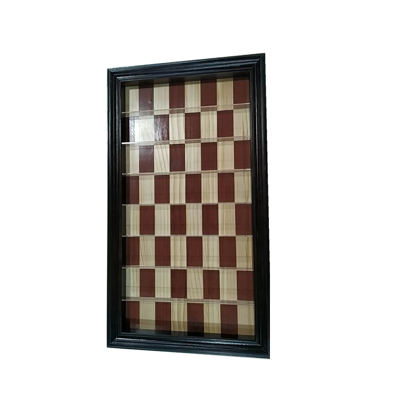 Wooden Wall Chess Board 3 Feet Straight Up Chess Pieces Included on Dark Brown White Vertical Wall Mounted Chess Set