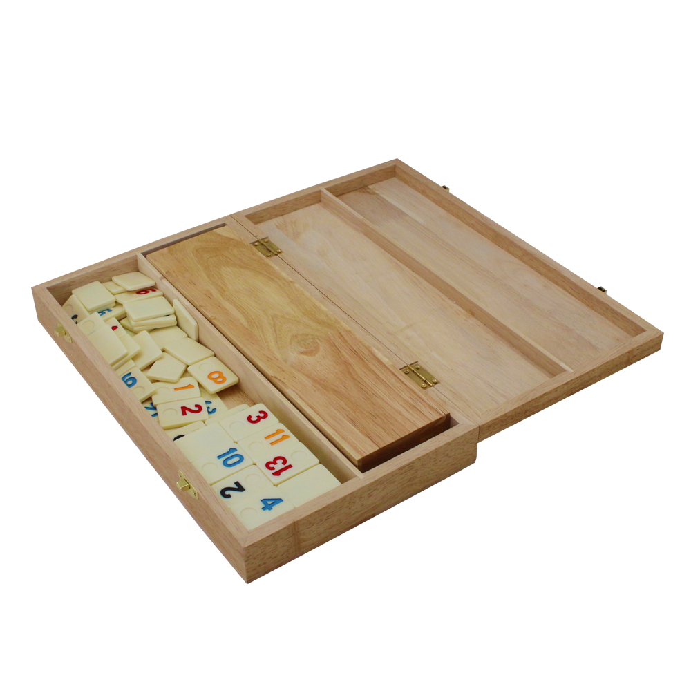 Rummy Cube Game Set 106 Rummy Tiles Game Classic Wooden Rummy Game with 4 Racks Portable for 2-4 Players