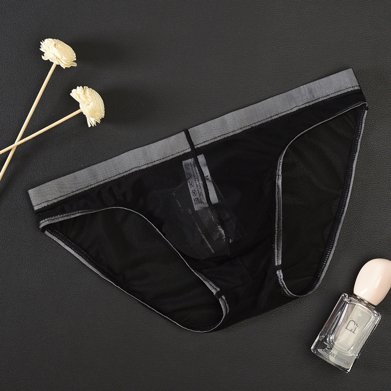 Wholesale custom Men's sexy transparent Low Rise underwear men's Bikini thong men's briefs
