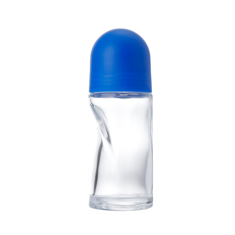 Il nuovo logo personalizzato di lusso squisito e colore 50 ml Diametro sfera 28,6 mm Altezza 110 mm Olio essenziale trasparente vuoto Antitraspirante Rotolo ricaricabile su bottiglia di vetro per profumo