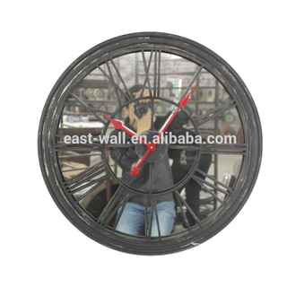 New style Specular Reflection Iron Frame Decorative Wall Clock for Living Room
