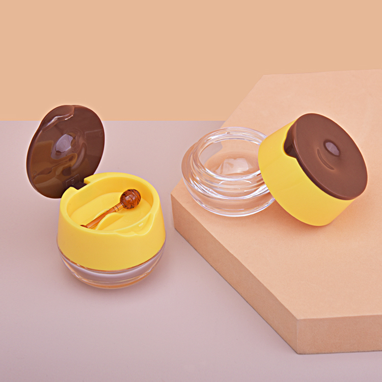 6g pequeno frasco de brilho labial redondo de cor de abelha de mel personalizado com bastão para manchas