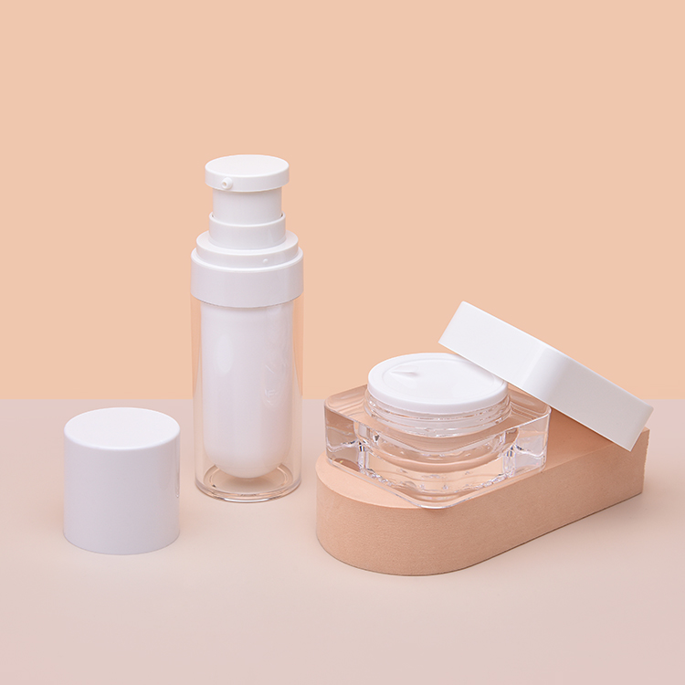 White Acrylic Jars And Bottles for Cosmetics, Square Acrylic Cosmetic Cream Jars, Round Acrylic Bottles for Cosmetics