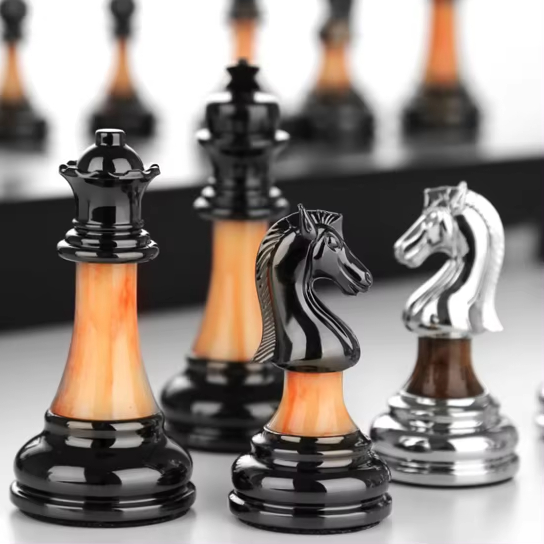 Luxury Magnetic Wooden Chess Sets Pure Copper Pieces Set Foldable Wooden Chess Set Board Handmade Portable.