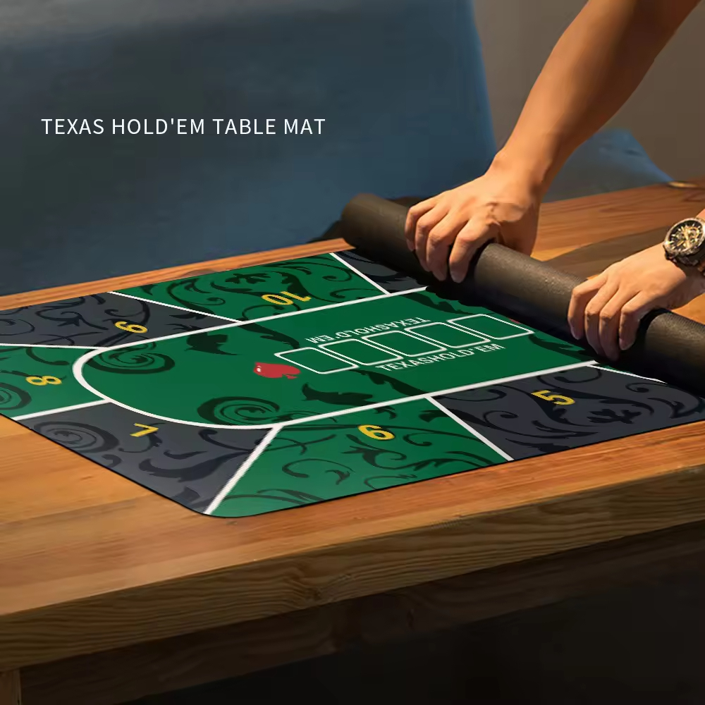 Professional Poker Mat 120 x 60 cm, Texas Hold'em Poker Rugs Deluxe Poker Table Mat。