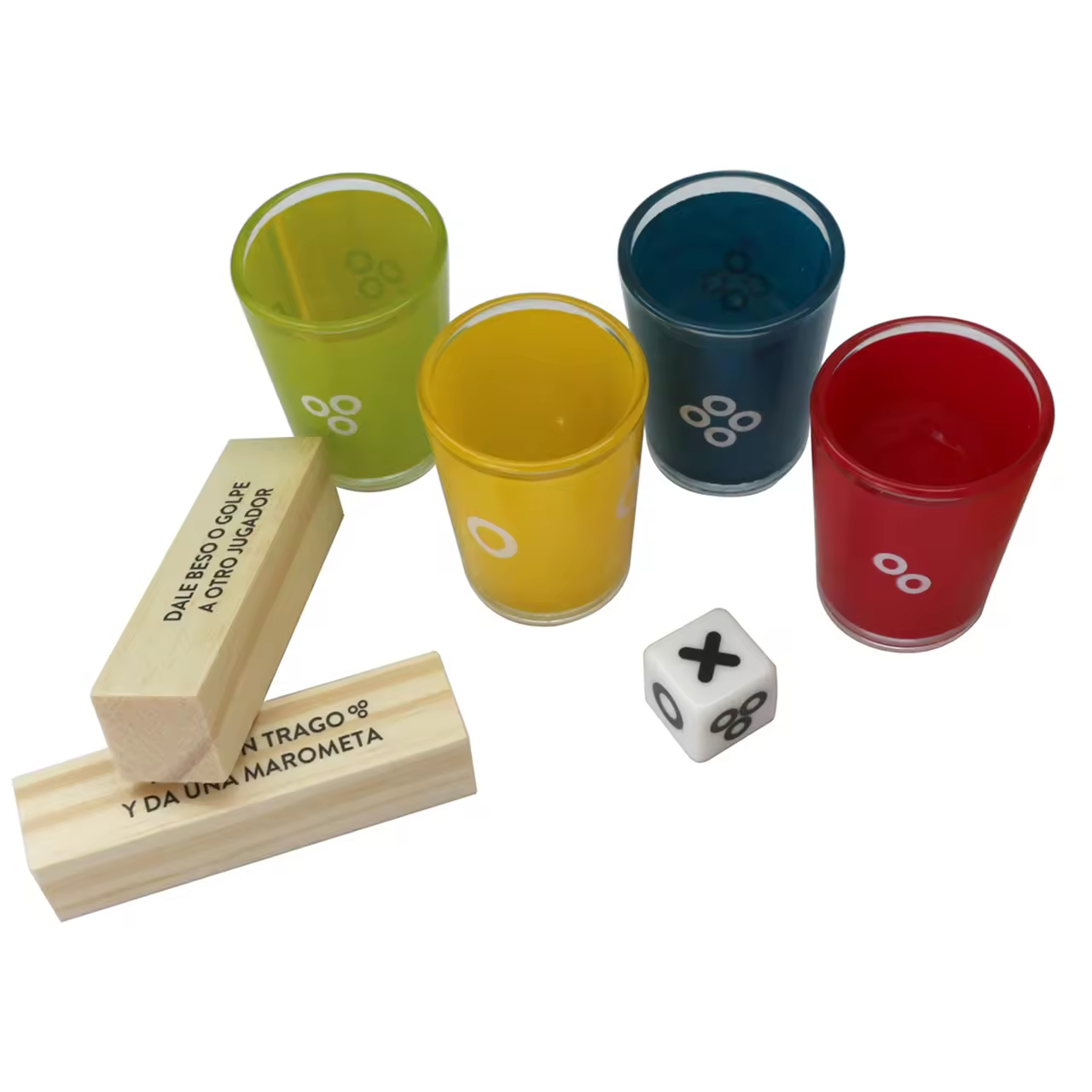  Tumbling Tower Blocks Stacking Party Game 52 Blocks with Fun Tasks and Entertaining Commands with 4 Glass Cups Customization.