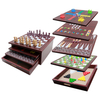 Board Game Set Deluxe 10 in 1 Tabletop Wood accented Game Center Tic Tac Toe Solitaire Snakes and Ladders Mancala Backgammon。