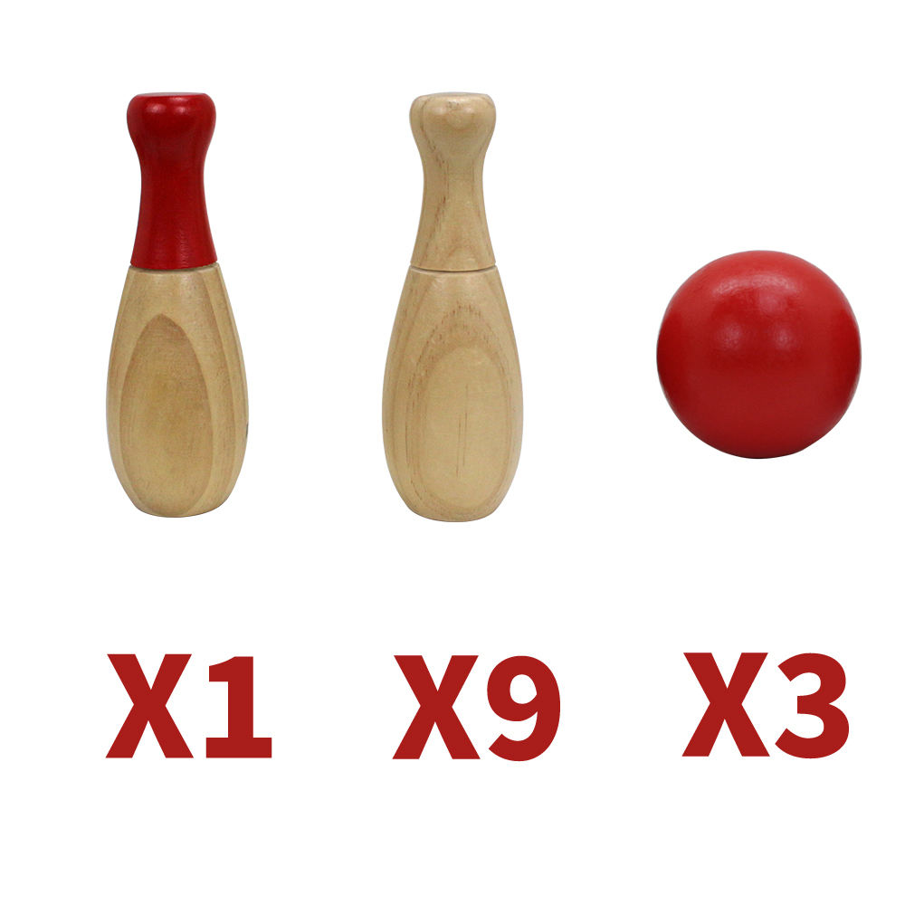 Backyard Lawn Bowling Game Family Fun for Kids and Adults 10 Wooden Pins, 2 Balls