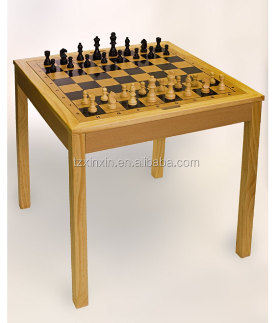 wooden inlaid 3 in 1 chess table ,family game set.