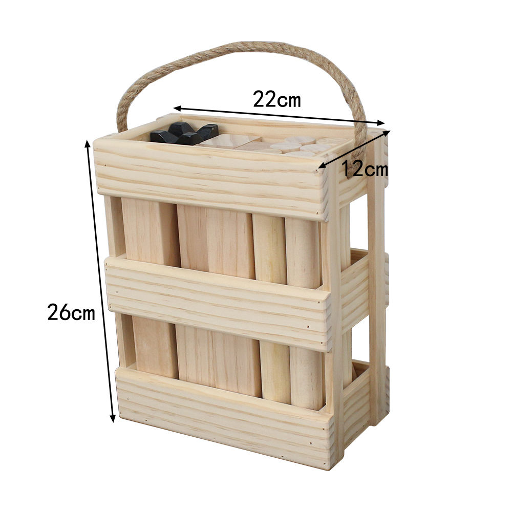  10" Kubb Game With Wooden Storage Crate Outdoor Throwing Game Wood Set with Red Crown Viking Chess Adult Yard Garden Games。.