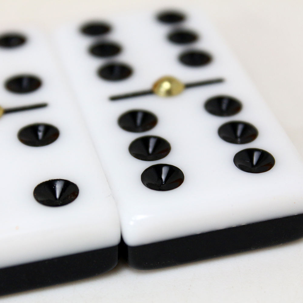 Acrylic and Mixture Deluxe Dominoes Double six Professional Dominos with Wooden Storage Case Classic Black and White Tiles