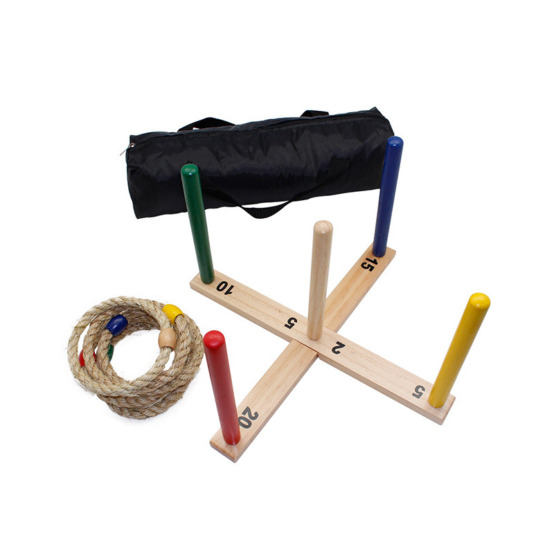 Wooden Ring Toss Game Set Throwing Game Indoor Outdoor Games for Kids & Adults,Includes Wood Base,Fun Family Or Friends Game
