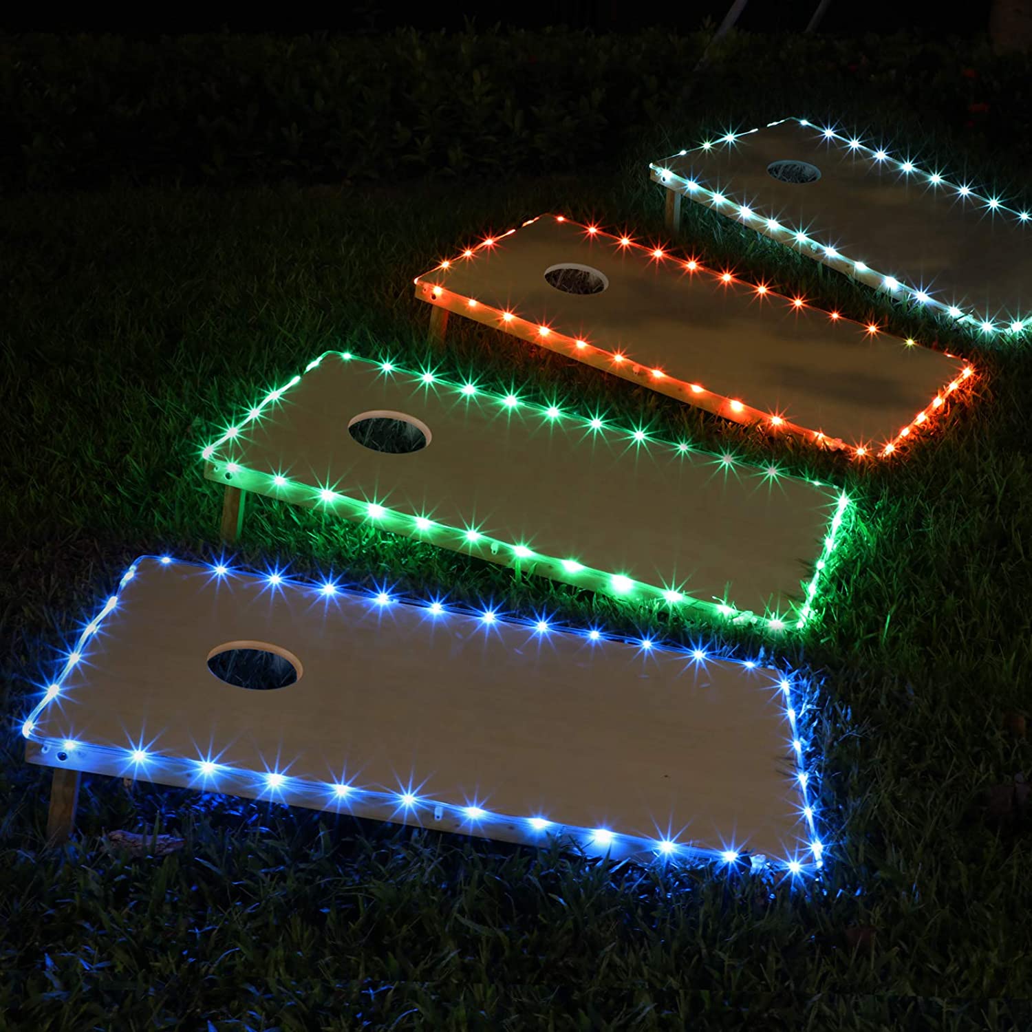 Cornhole Lights, 16 Colors Change Cornhole Board Edge Night Lights LED with Remote Control for Family Backyard Bean Bag Toss Cornhole Game, 2 Set