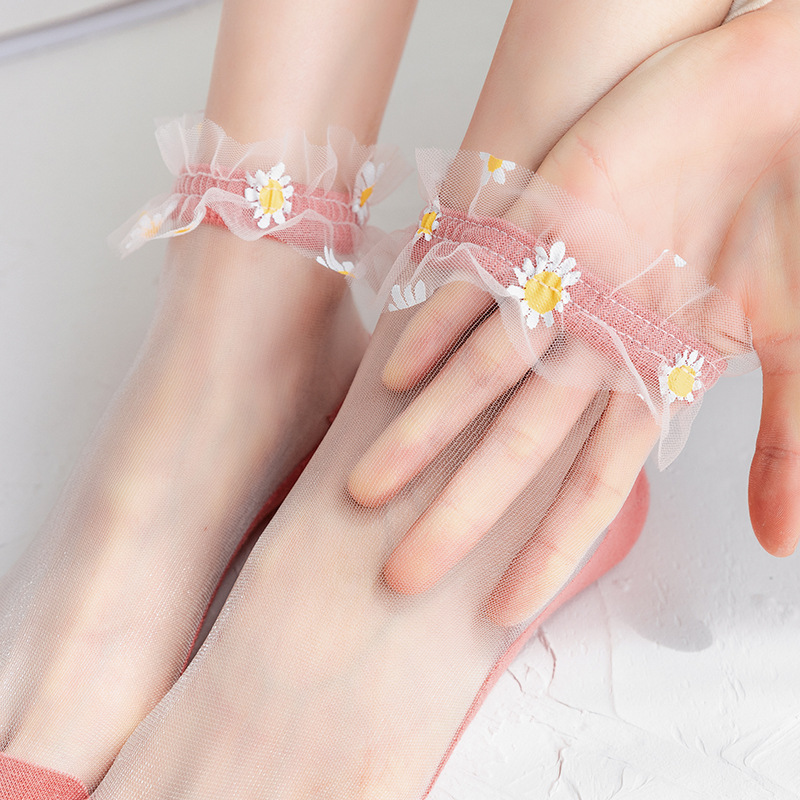 New style assorted color thin silk socks women