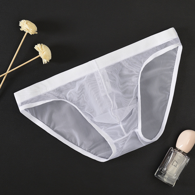 Wholesale custom Men's sexy transparent Low Rise underwear men's Bikini thong men's briefs