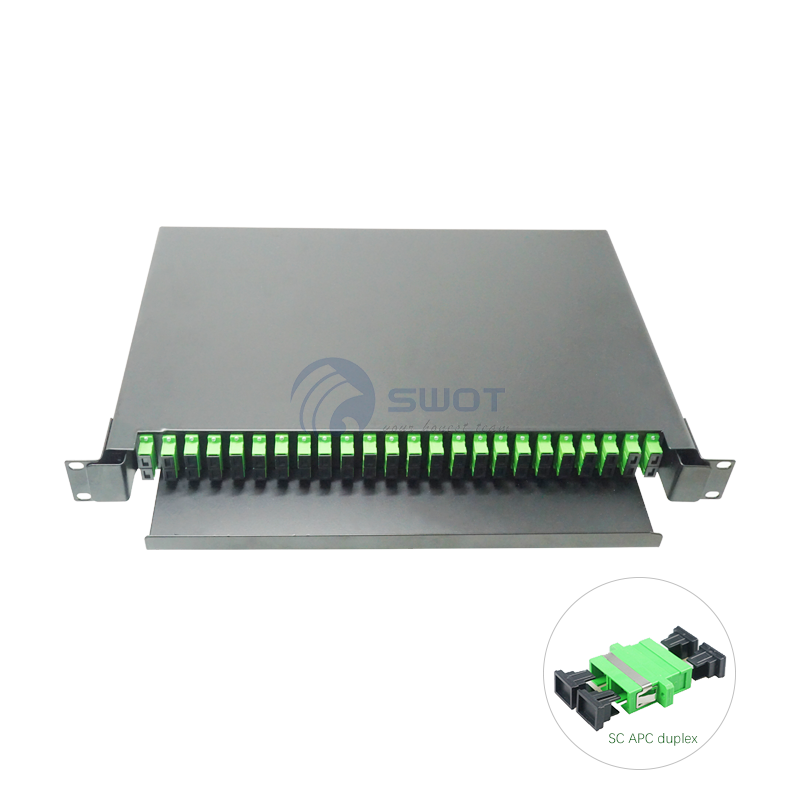 1U 24 PORT SC DUPLEX 19 pulgadas Rack Mount Slide Patch Panel ODF