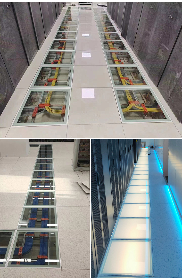 piso elevado de vidro