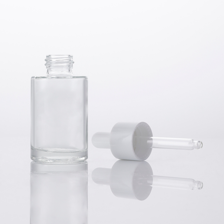 Botellas de embalaje de aceite esencial con cuentagotas de vidrio, aceite personalizado transparente, botella cuentagotas de vidrio de 30 ml 