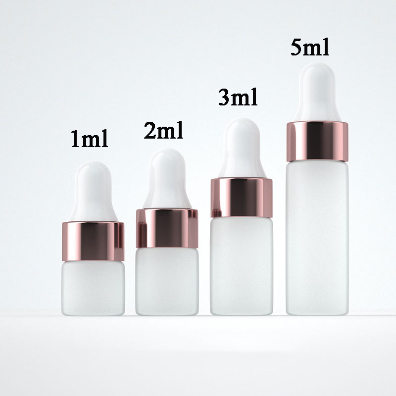 Embalagens Cosméticas Branco 2ml 3ml 5ml Frascos de Óleo Essencial Vazio Fosco Frascos Conta-gotas de Vidro Perfume 