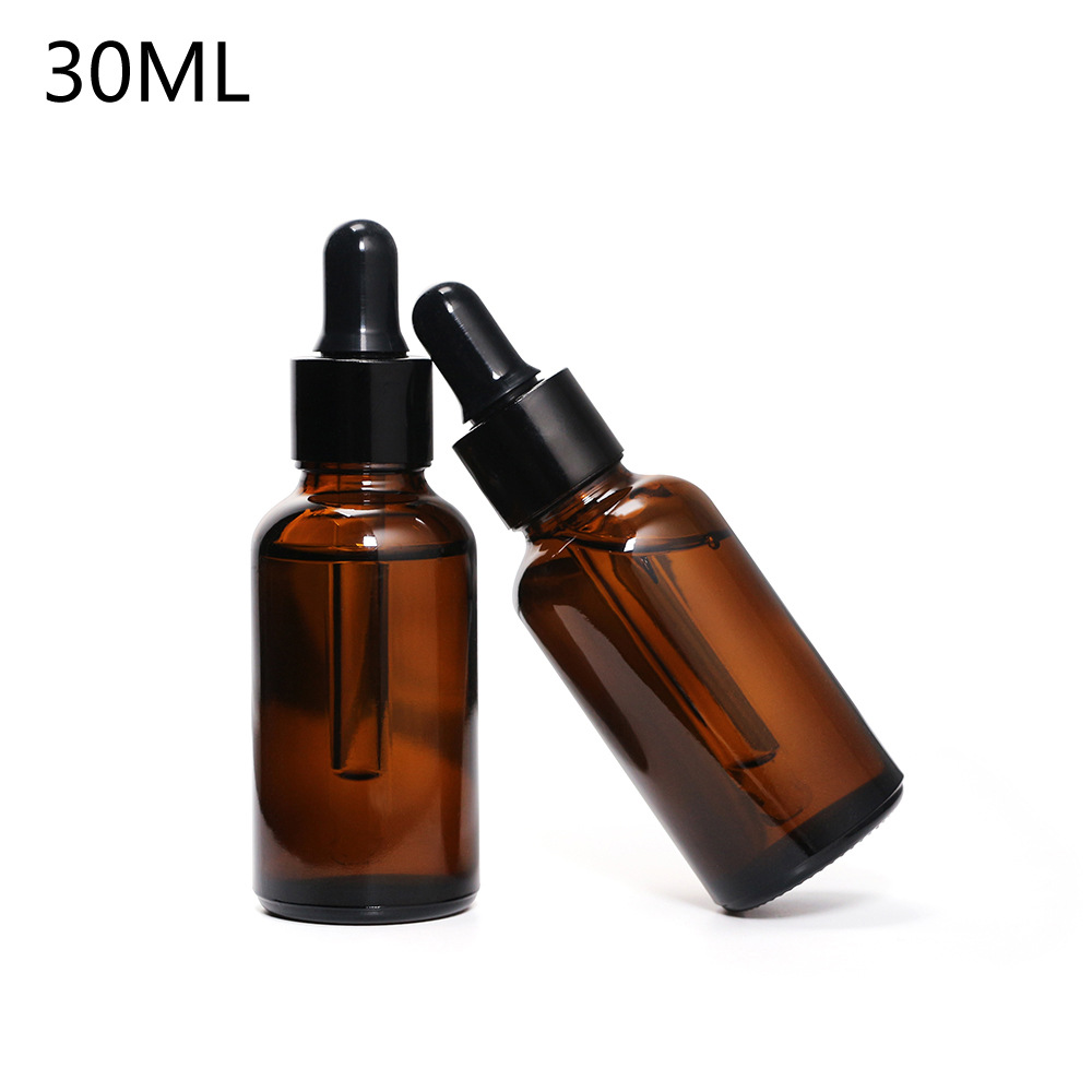 Botella cuentagotas de vidrio de aceite esencial de almacenamiento de loción de viaje portátil reutilizable de 5ml-100ml