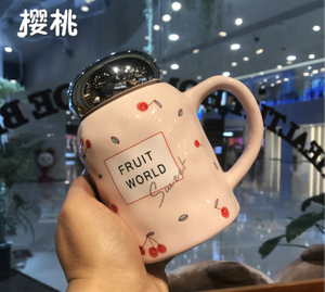 Cute Cartoon Ceramics travel Coffee mug set with spoon 