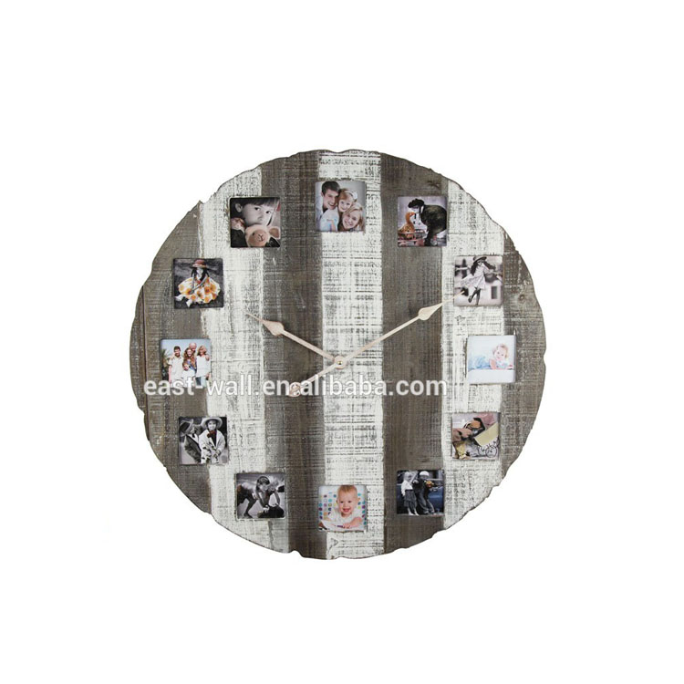 68CM Clock Photo Frame Clock, Sanded Finishing Wood Clock