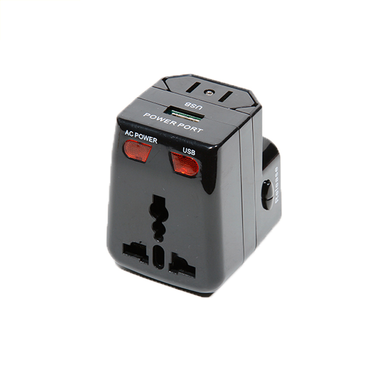 13687 Universal International Plug Adapter With USB Port