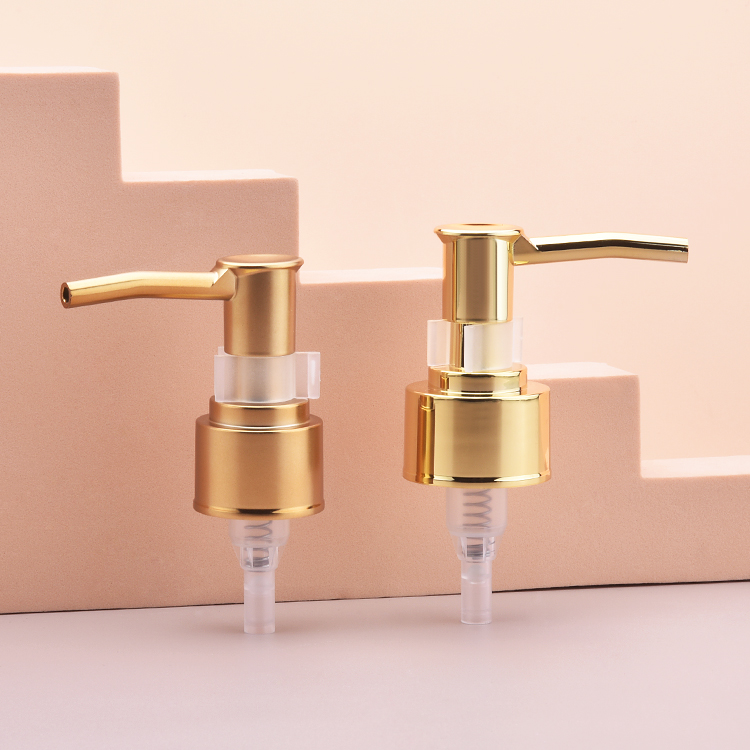 Golden Color 24/400 Treatment Pump, Matel Cleansing Oil Pump for Cleansing Oil Pump Bottle, Clip Lock Makeup Remover Oil Pump