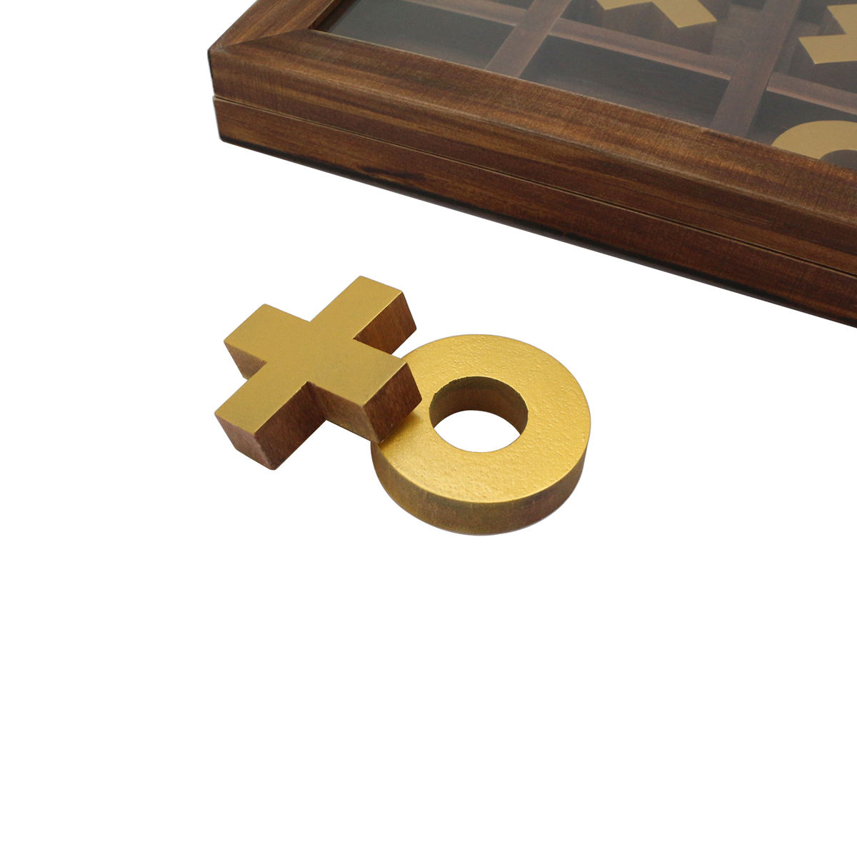  Golden Xs and Os Foldable Travel Set Custom Wooden Board Games XO game Tic Tac Toe Game Set。.