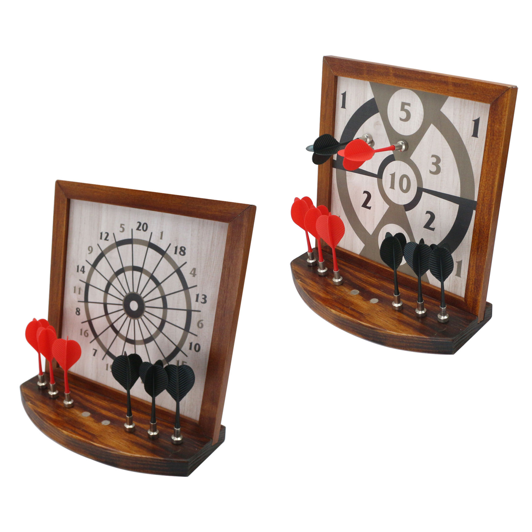 Wood Magnetic Tabletop Games Dart Tray Set.
