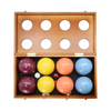 90mm Vintage Bocce Ball Set with 8 Balls Pallino Case Measuring Rope Wooden Carrying Box for Yard CN Plug Type