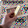 Wooden Dominoes with Multi-Color Dots 28 Piece Wood Domino Game Set for Kids Adults Family Outdoor Lawn Yard Games