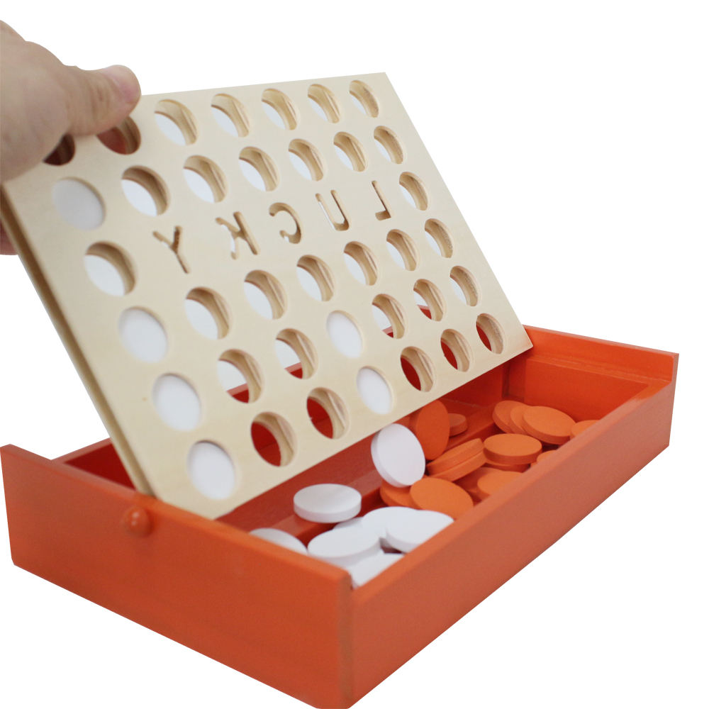 Customized Wooden 4 In a Row Game Set Connect 4 Game Board Classic Strategy Game for Adults Children Travel.