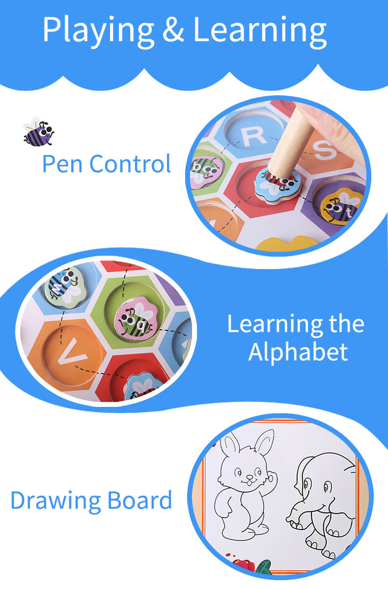 Magnetic Alphabet Maze Board with Whiteboard for Painting and Writing Wooden Matching Letter Game Montessori Toys for Preschool.