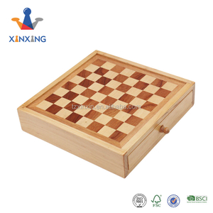  Theme Chess Draughts Backgammon Set Handmade Wooden Chess Box with Chess Pieces and Checkers