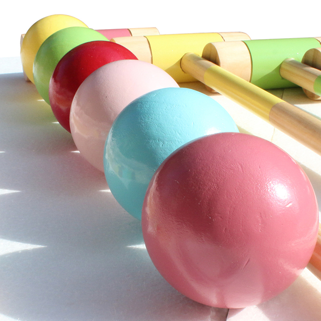 Six Player Croquet Set 28'' with Wooden Mallets Colored Ball Carry Bag Wickets Stakes for Adults Teenager Family Lawn Backyard