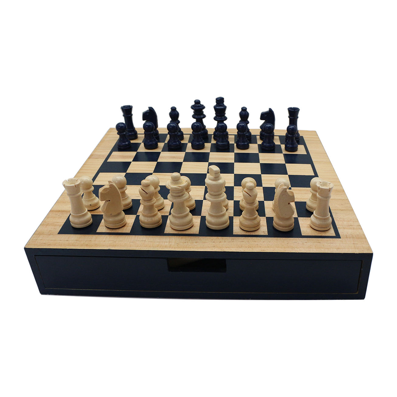  Chess Checkers 2 Games in 1 Custom Manufacturer 12" Wooden Game Set with Drawer Wooden Chess Board Chess Pieces Chessboard.