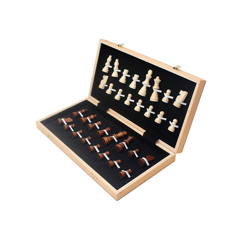  30 Years Factory 15" Wooden Chess Game Set Folding Chess Board Customization Accepted interior storage chess pieces FSC SALE。
