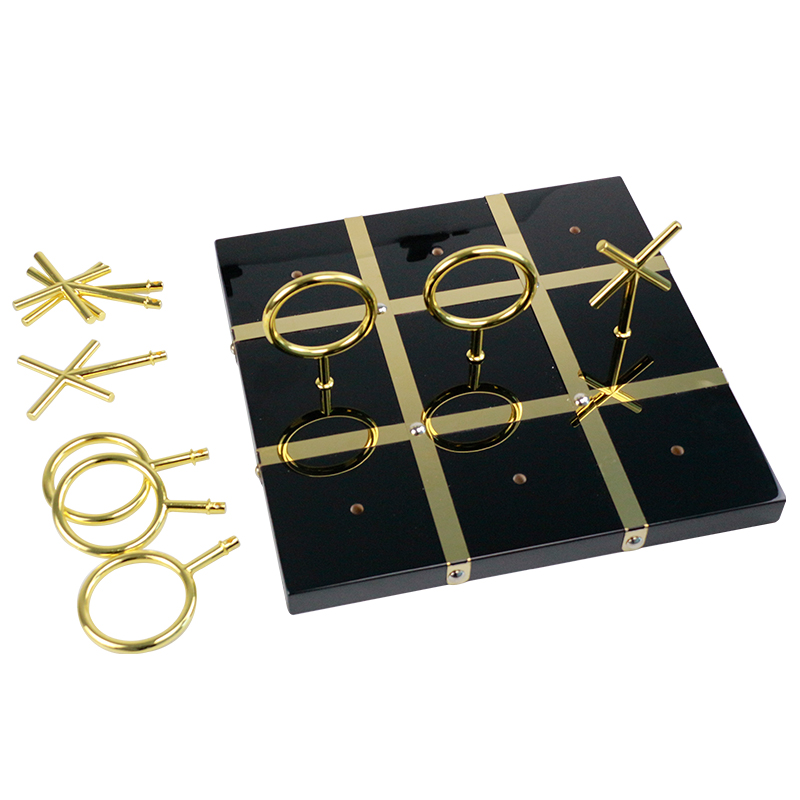  Custom Metal Tic Tac Toe Set Gold 13" x 13"
