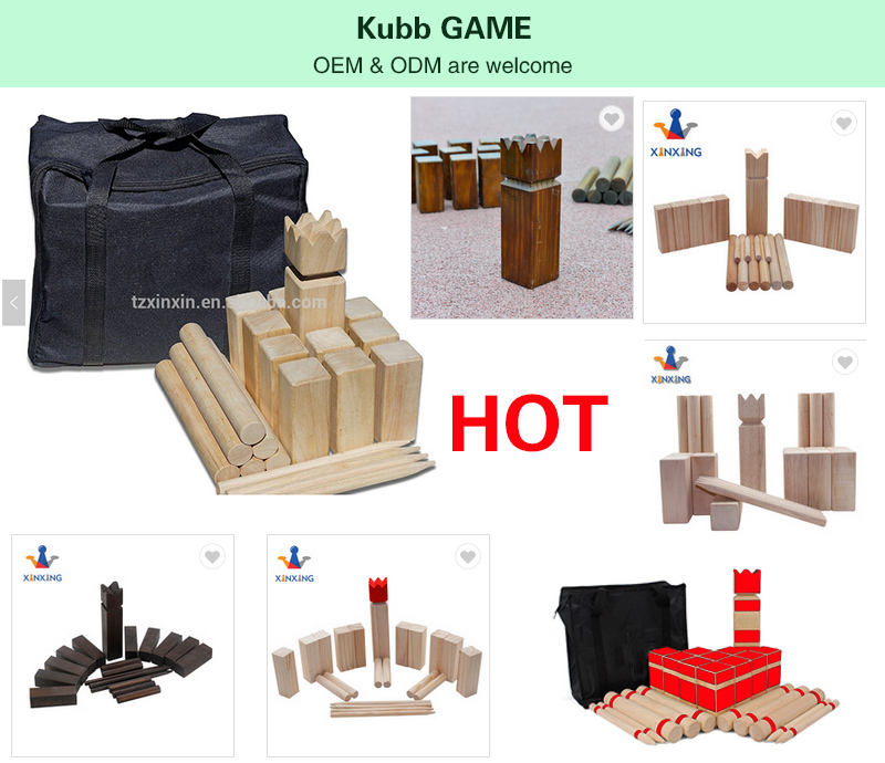 custom color and size Garden classic kubb game games set wooden outdoor kubb game