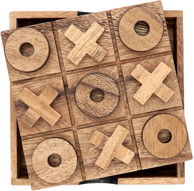 Tic Tac Toe Wooden Board Game Table Toy Player Room Decor Tables Family XOXO Decorative Pieces Adult Rustic Kids Play Travel Backyard Discovery Night Level Drinking Romantic Decorations (Standard)