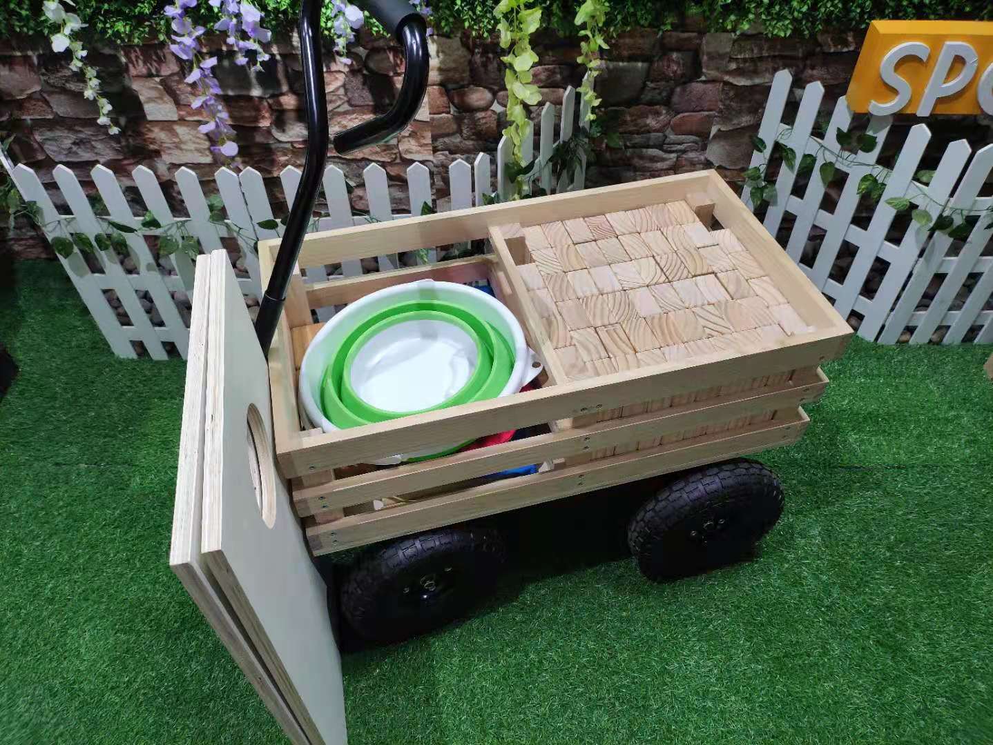 Wooden Wagon Game Center Including Many Outdoor Game Cornhole, Washers,tumbling Tower ,Yard Dice And Pong 